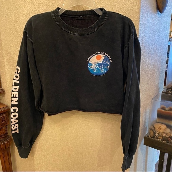 Brandy Melville Tops - JOHN GALT Black Graphic Long Sleeve Cropped Top-OS